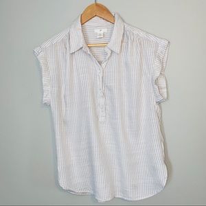 H&M Beige Pinstripe Button-Up Blouse